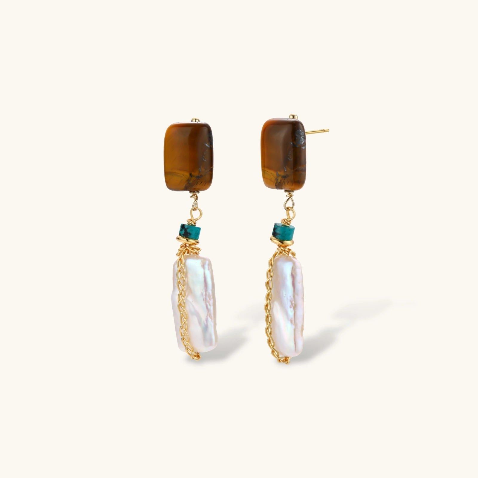 Tiger's Eye Baroque Pearl Drops